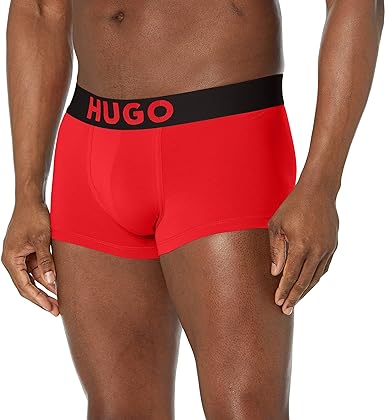 Photo 1 of HUGO Mens Iconic Logo Cotton Trunk Boxer Shorts, Red Flame, Small US
