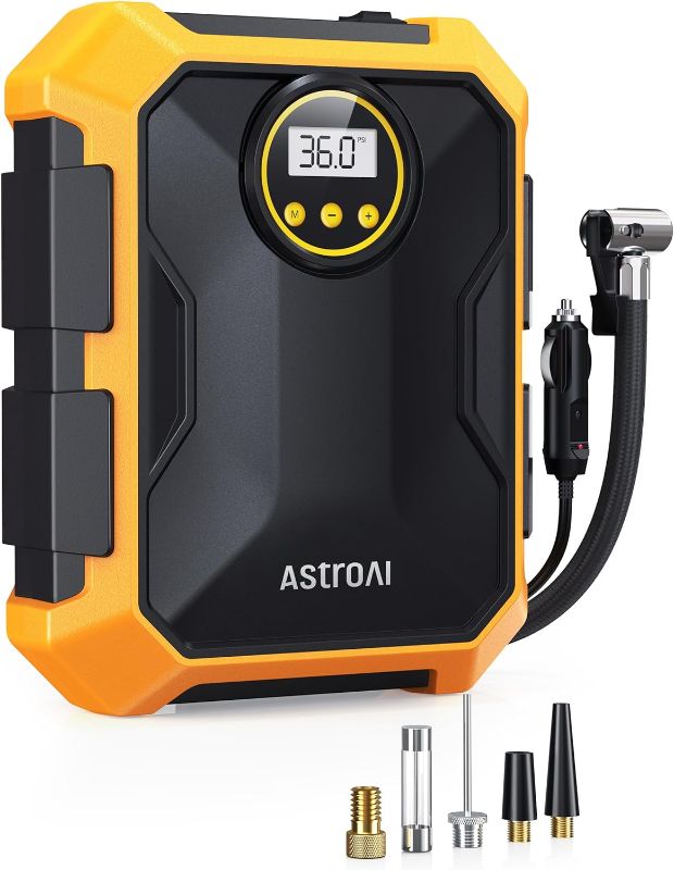 Photo 1 of AstroAI Air Compressor Tire Inflator 12V DC Portable Air Compressor Auto Tire Pump 100PSI 