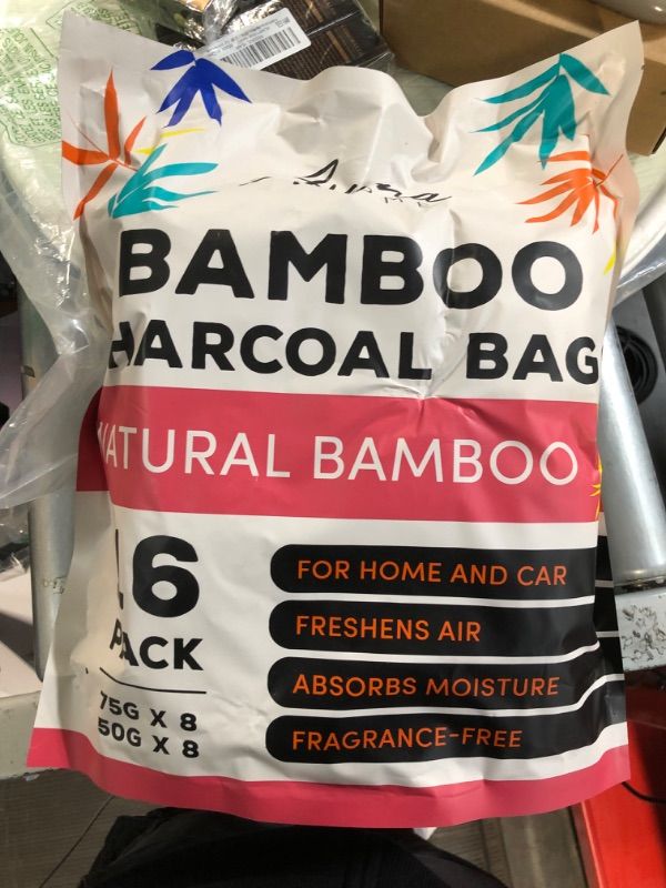 Photo 2 of (16 Pack) Bamboo Charcoal Air Purifying Bag - Charcoal Bags Odor Absorber, for Car, Home & Shoes - Activated Charcoal , Fragrance-Free Odor Eliminator (8x75g, 8x50g)