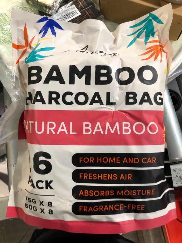 Photo 2 of (16 Pack) Bamboo Charcoal Air Purifying Bag - Charcoal Bags Odor Absorber, for Car, Home & Shoes - Activated Charcoal , Fragrance-Free Odor Eliminator (8x75g, 8x50g)