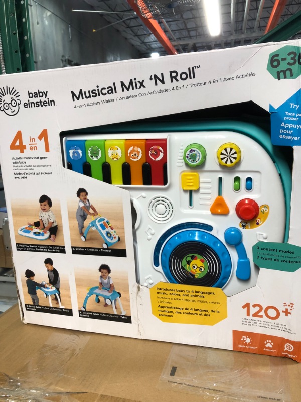 Photo 3 of Baby Einstein Musical Mix ‘N Roll 4-in-1 Push Walker, Activity Center, Toddler Table and Floor -Toy for 6 Months+, Blue