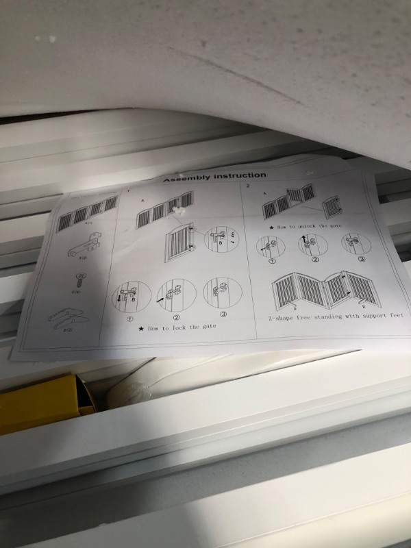 Photo 2 of **PARTS ONLY NO REFUNDABLE NO RETURNS SOLD AS IS ***BHG No-Assembly Freestanding Dog Gate, Extended Wide 80" Tall 36" Wooden Pet Gate, Accordion Folding Playpen Fence, 2PCS Support Feet Included, for The House - White 4 Panels White