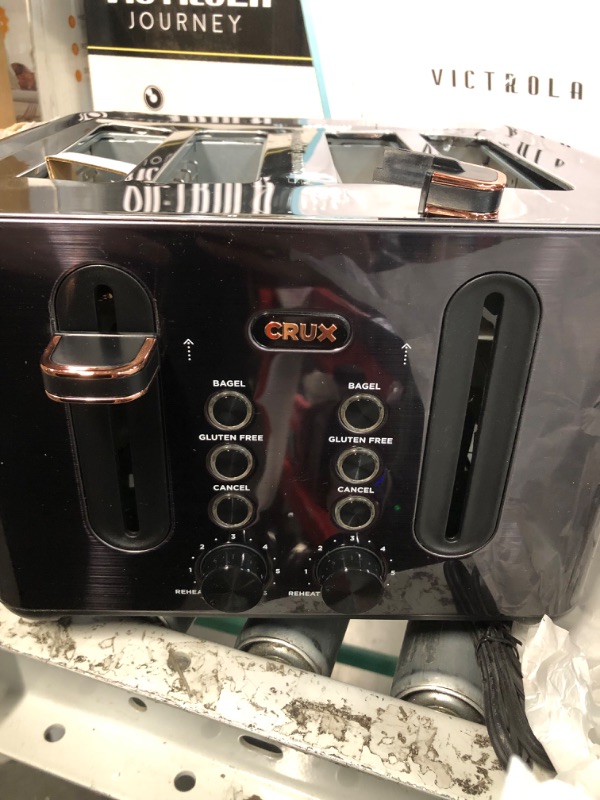 Photo 4 of **DAMAGED**
Crux (14807) 4 Slice Toaster Black Stainless Steels