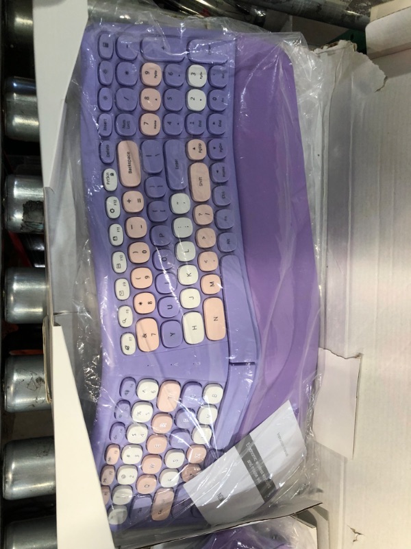 Photo 1 of MOFII Ergonomic Keyboard and Mouse, 2.4G USB Wireless Comfortable Natural Typing Split Keyboard and Mouse Combo with Palm Rest, for Windows Computer Desktop Laptop (Purple Colorful)