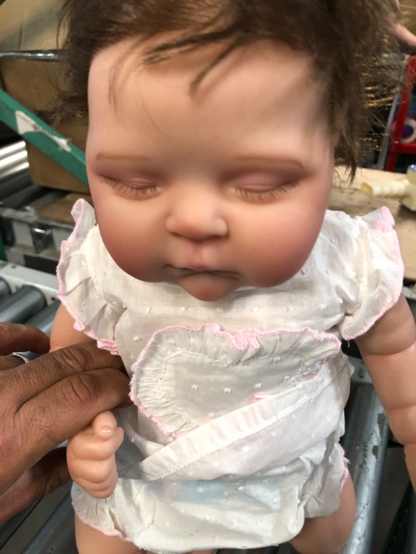 Photo 2 of Angelbaby 20inch Reborn Realistic Baby Doll Girl Look Real Soft Asleep Newborn Baby Lifelike Handmade Bebe Doll Cute Doll Sets for Toddlers Toys White