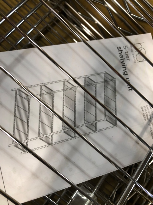 Photo 2 of ***NOT FUNCTIONAL - FOR PARTS ONLY - NONREFUNDABLE - SEE COMMENTS***
5-Tier Chrome Heavy-Duty Adjustable Shelving Unit with 200-lb Per Shelf Weight Capacity