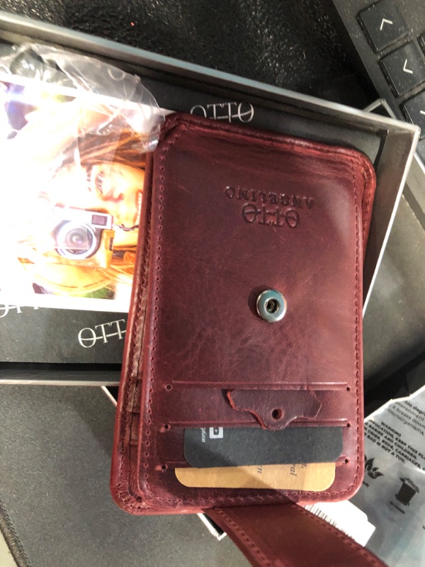 Photo 4 of RFID Blocking Minimalist Men’s Wallet - Slim, Italian Leather Credit Card Holder and Zippered Coin Slot One Size Damson