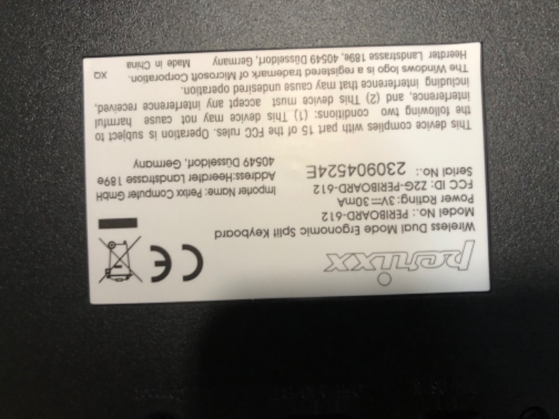 Photo 3 of Perixx Periboard-612 Wireless Ergonomic Split Keyboard with Dual Mode 2.4G and Bluetooth Feature, Compatible with Windows 10 and Mac OS X System, Black, US English Layout, (11354) Wireless Black Keyboard