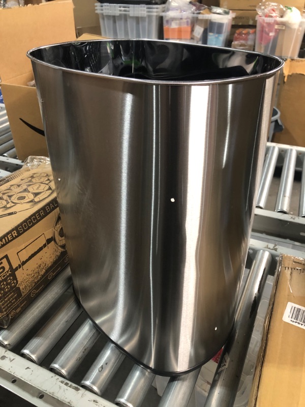 Photo 1 of SensorCan 13 Gallon Battery-FREE Automatic Sensor Kitchen Trash Can with Power Adapter, Oval Shape Stainless Steel Garbage Bin with AC Plug Stainless Steel with AC