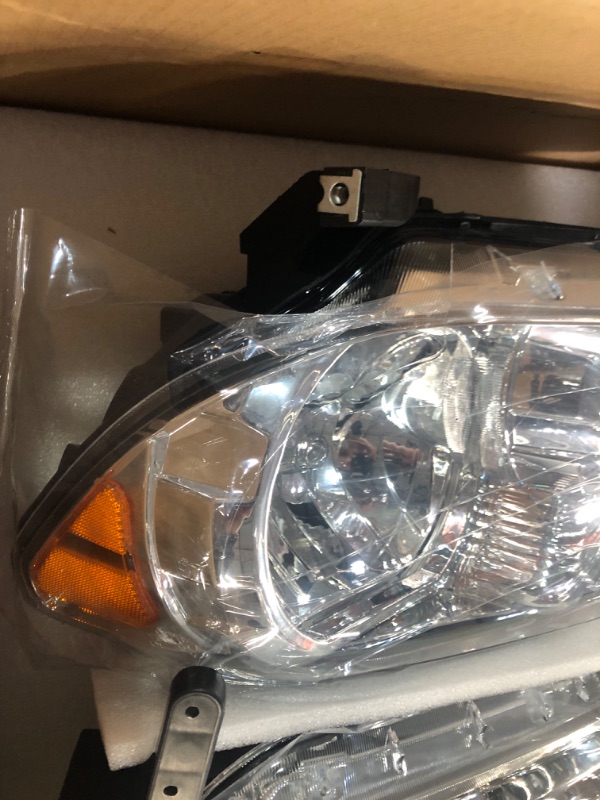 Photo 3 of DWVO Headlight Assembly Compatible with Tundra 2007-2013/ Sequoia 2008-2017 Chrome Housing Amber Reflector (Not suitable for vehicle with electric adjustment function) OE - Chrome/Amber/Clear