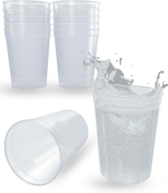Photo 1 of 
PartyPrints 10 Pack 16oz Clear Reusable Blank Plastic Cups, Colored Plastic Drinking Cups, Food-Grade Party Cups,