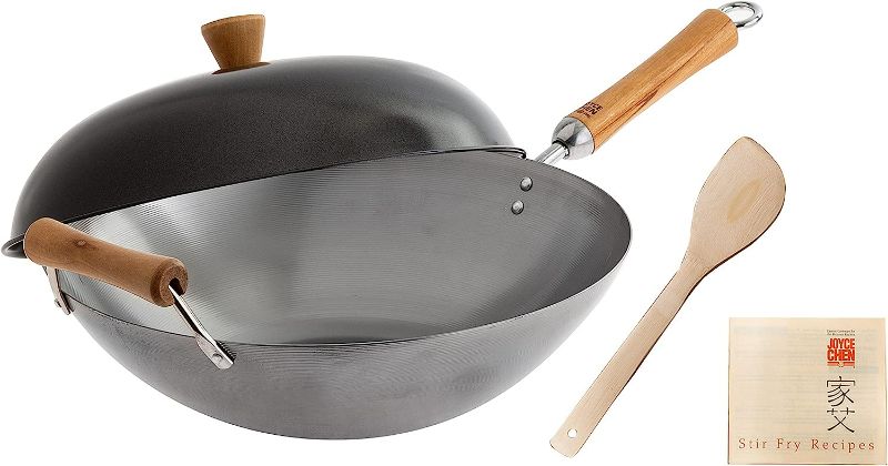 Photo 1 of ***MAJOR DAMAGE - SEE COMMENTS***
Joyce Chen , Classic Series Carbon Steel Wok Set, 4-Piece, 14-Inch, Charcoal