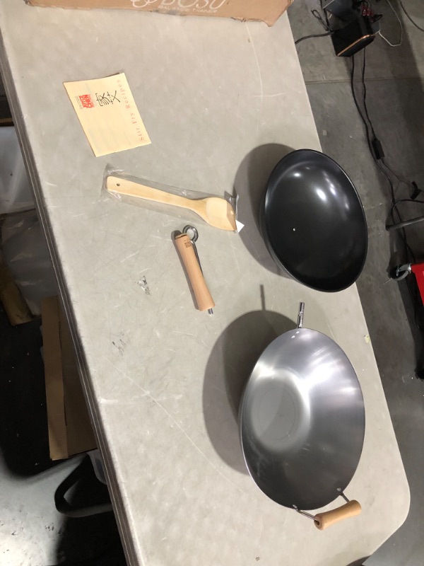 Photo 4 of ***MAJOR DAMAGE - SEE COMMENTS***
Joyce Chen , Classic Series Carbon Steel Wok Set, 4-Piece, 14-Inch, Charcoal