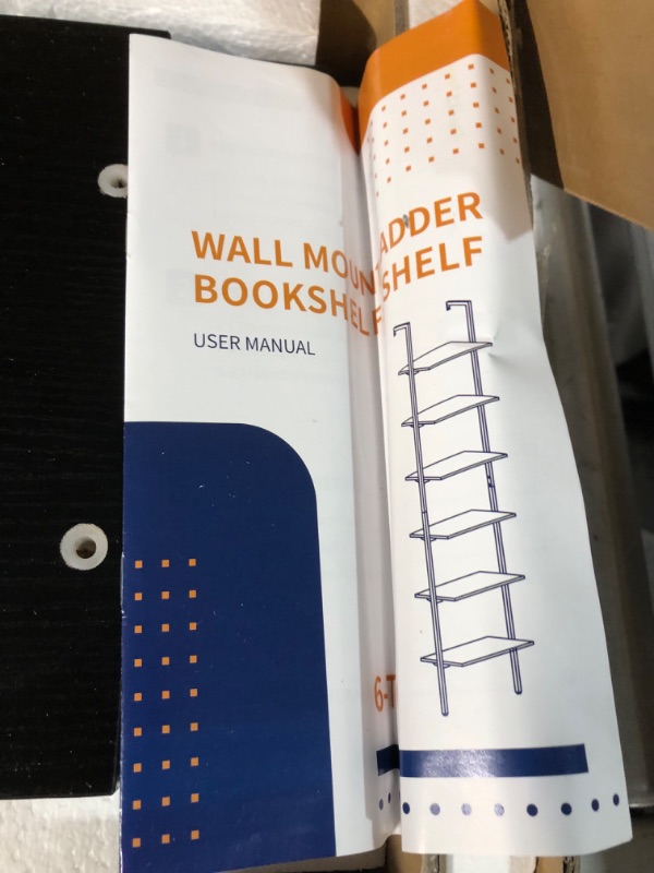 Photo 1 of ODK 6-Tier Ladder Shelf, 87 Inches Wall Mounted Ladder Bookshelf , 8"D x 20"W x 87"H Gold