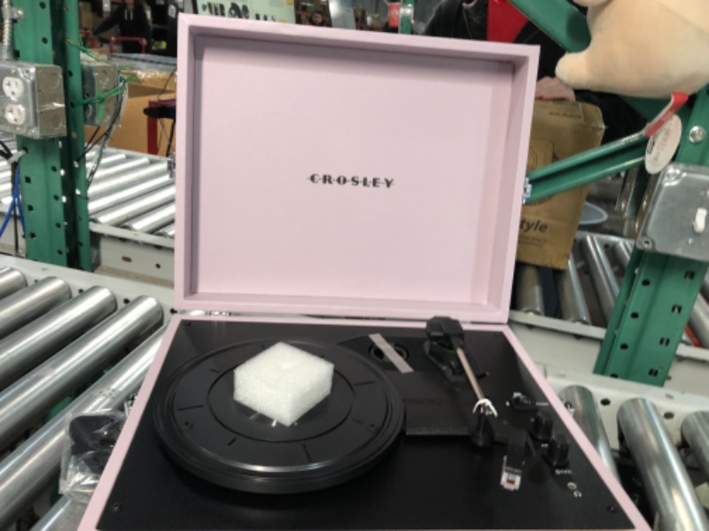 Photo 1 of Crosley CR8017B-AM Voyager Vintage Portable Turntable with Bluetooth in/Out and Built-in Speakers, Amethyst Bluetooth In/Out Amethyst