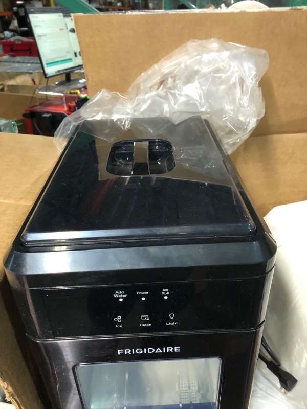 Photo 1 of Frigidaire EFIC237 Countertop Crunchy Chewable Nugget Ice Maker, 44lbs per day, Auto Self Cleaning, Black Stainless