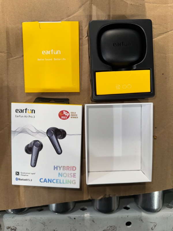 Photo 2 of EarFun Air Pro 3 Noise Cancelling Wireless Earbuds, Qualcomm® aptX™ Adaptive Sound, 6 Mics CVC 8.0 ENC, Bluetooth 5.3 Earbuds, Multipoint Connection, 45H Playtime, App Customize EQ, Wireless Charging