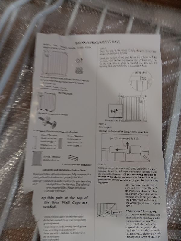 Photo 4 of BalanceFrom Easy Walk-Thru Safety Gate for Doorways and Stairways with Auto-Close/Hold-Open Features, Multiple Sizes 30-inch Tall, No Caps Fits 29.1 - 38.5" Wide *ORIDINAL PACKAGING**NON REFUNDABLE*