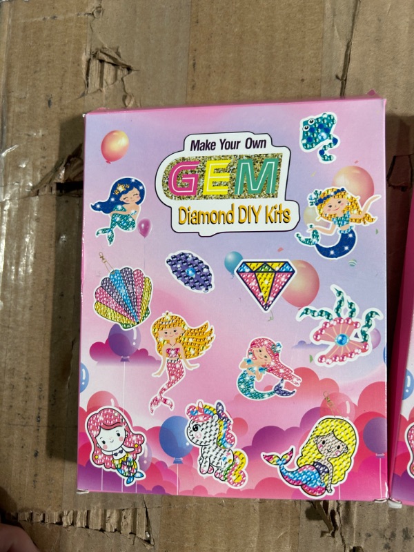 Photo 4 of (2 PACK) ForPeak Diamond Painting Stickers for Kids, Mermaid Theme Diamond Art for Kids Crafts for Girls Ages 6 8 10 12, DIY Big Gem Sticker by Number Kits with Keychains for Boys and Girls (Mermaid)