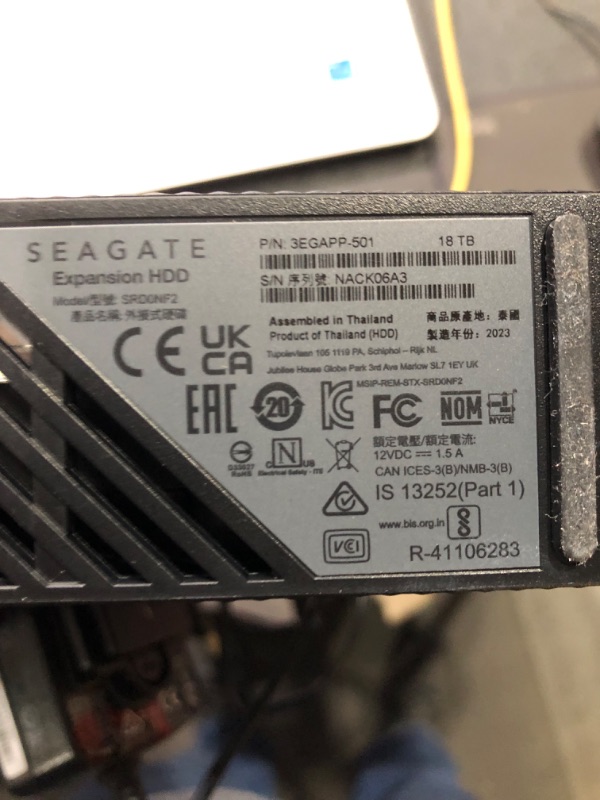 Photo 3 of **FOR PARTS**Seagate Expansion 18TB External Hard Drive HDD - USB 3.0, with Rescue Data Recovery Services (STKP18000402) 18TB Desktop HDD