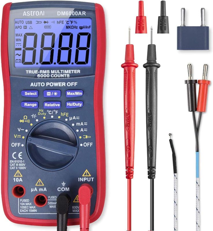 Photo 1 of AstroAI Digital Multimeter and Analyzer TRMS 6000 Counts Volt Meter Ohmmeter Auto-Ranging Tester