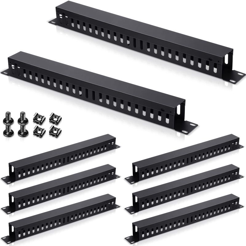 Photo 1 of 8 Pieces 19 Inch Cable Manager 1U 24 Slot Horizontal Rack Mount Cable Black