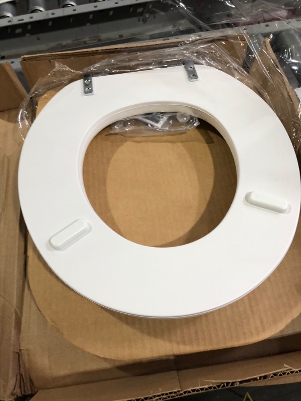 Photo 2 of Mayfair 815CP 000 Soft Toilet Seat with Premium Chrome Hinges that will Never Loosen, ROUND, White 1 Pack Round - Premium Hinge