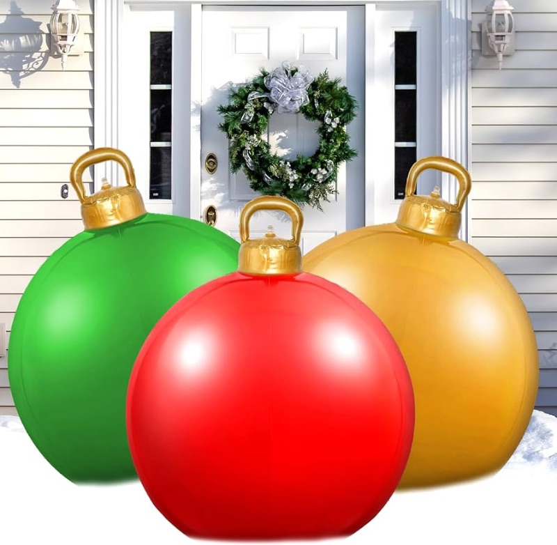 Photo 1 of **STOCK PHOTO FOR REFERENCE** Whaline 4 Pcs Giant Inflatable Christmas Balls Red Green Gold 