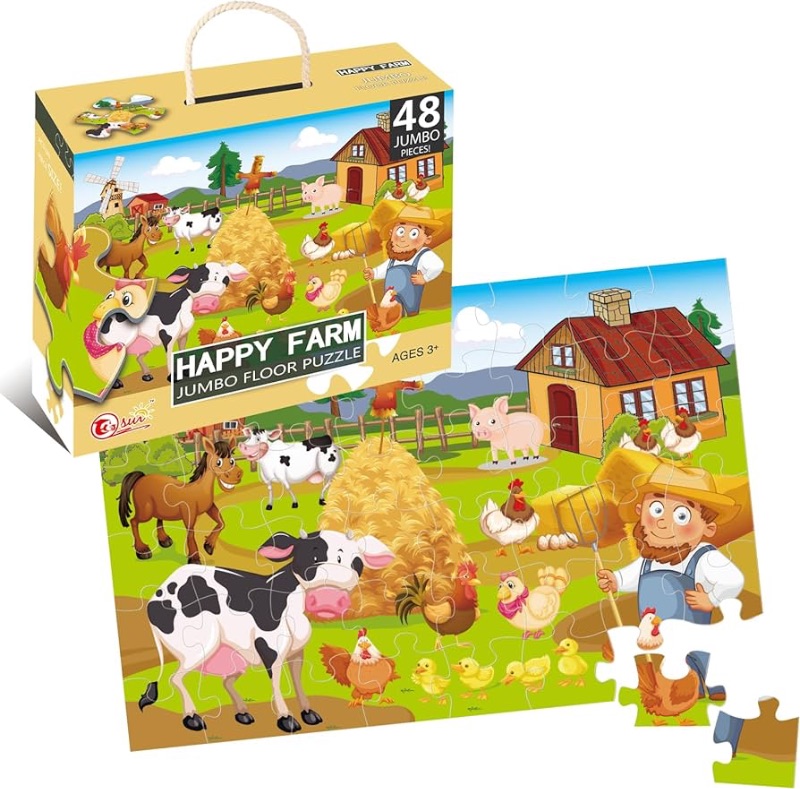 Photo 1 of **UNOPENED** JZMDEDR Jumbo Floor Puzzle for Kids Happy Farm Jigsaw Puzzles 48-Piece Ages 3-5