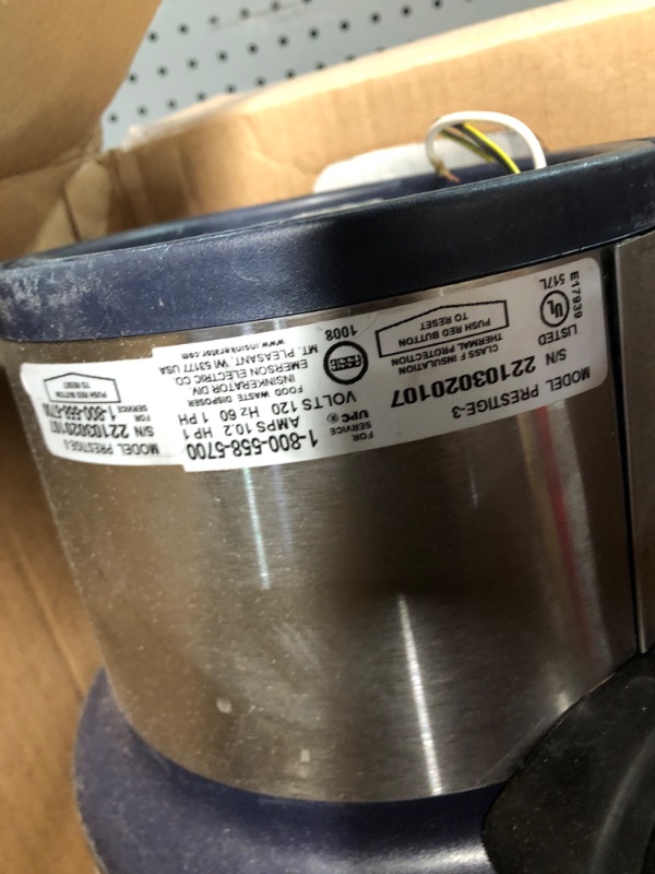 Photo 3 of **USED** InSinkErator Prestige Evolution Prestige 1-HP Noise Insulated Garbage Disposal, Silver