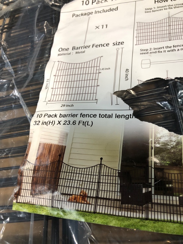 Photo 2 of 10 Panels with Lock 32 in(H) X 23.6ft(L) No Dig Decorative Outdoor Garden Fence for Yard, Animal Barrier Fencing Rustproof Metal Wire Panel Border for Dog, Rabbits, and Patio Stakes Defense