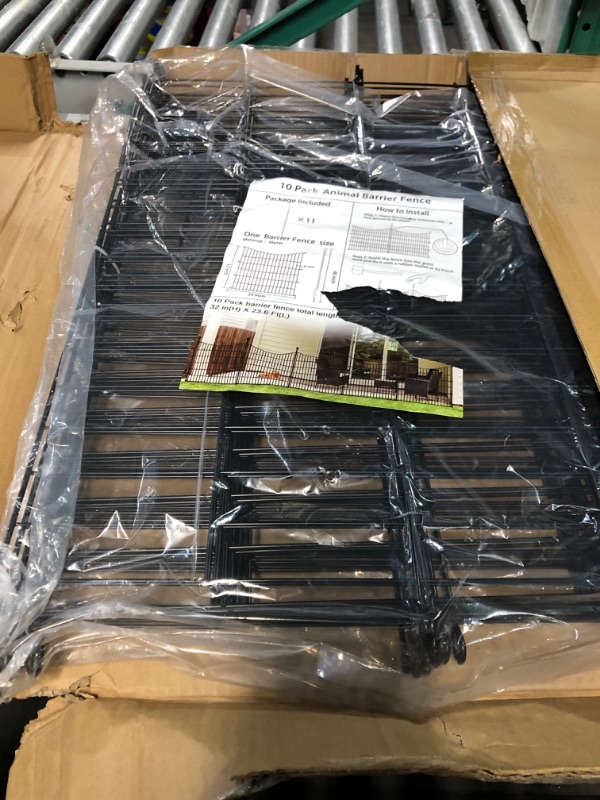 Photo 1 of 10 Panels with Lock 32 in(H) X 23.6ft(L) No Dig Decorative Outdoor Garden Fence for Yard, Animal Barrier Fencing Rustproof Metal Wire Panel Border for Dog, Rabbits, and Patio Stakes Defense