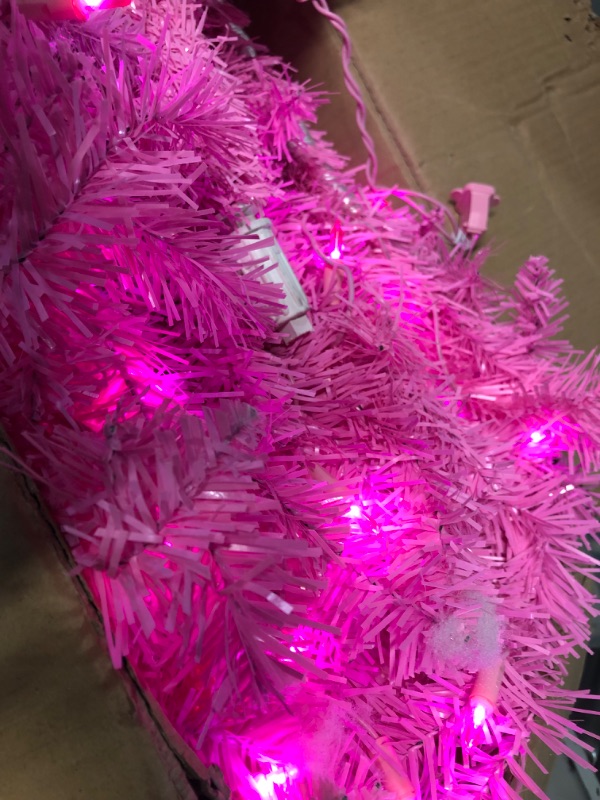 Photo 3 of **PHOTO FOR REFERENCE ONLY** Best Choice Products 6ft Pre-Lit Pink Christmas Tree, Full Artificial Holiday Decoration  - Pink