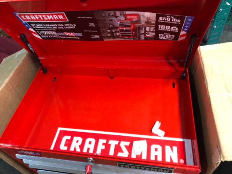 Photo 2 of **MINOR COSMETIC DAMAGE AND DRAWERS A LITTLE HARD TO OPEN** CRAFTSMAN 2000 Series 26-in W x 19.75-in H 5-Drawer Steel Tool Chest (Red)