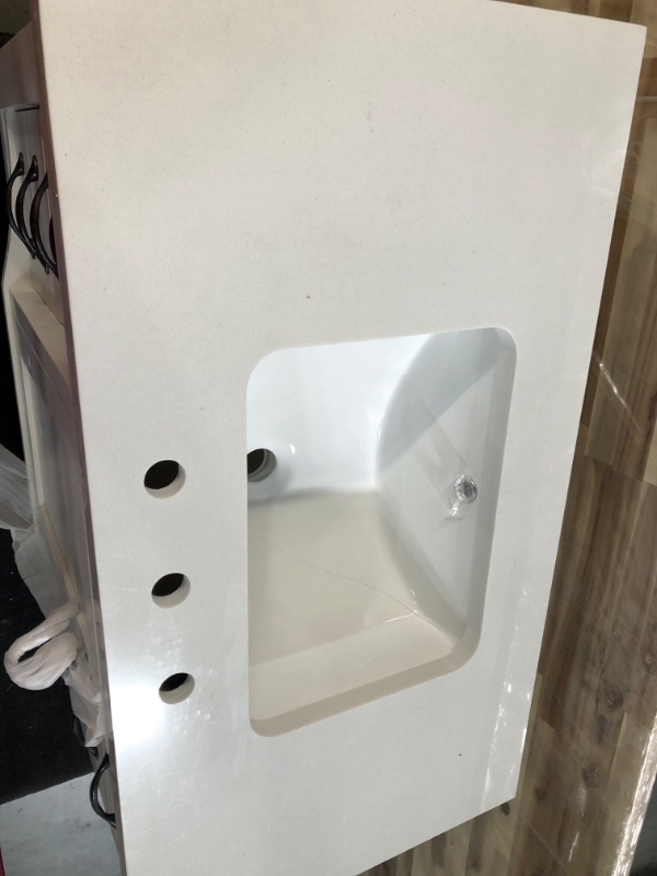 Photo 6 of ** FOR PARTS ONLY, SINK UNUSABLE**  allen + roth Kingscote 36-in White Undermount Single Sink Bathroom Vanity with White Engineered Stone Top