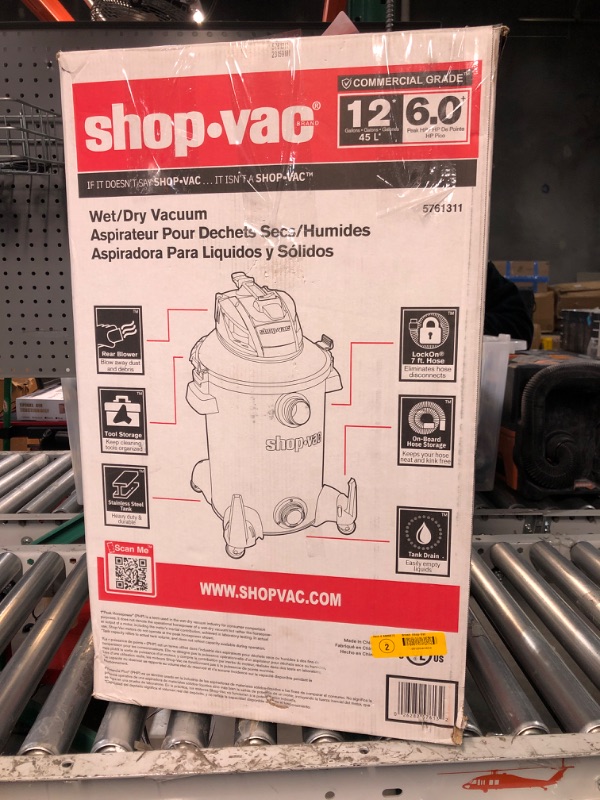 Photo 1 of **TURNS ON** Shop-Vac 12-Gallons 6-HP Corded Wet/Dry Shop Vacuum with Accessories Included