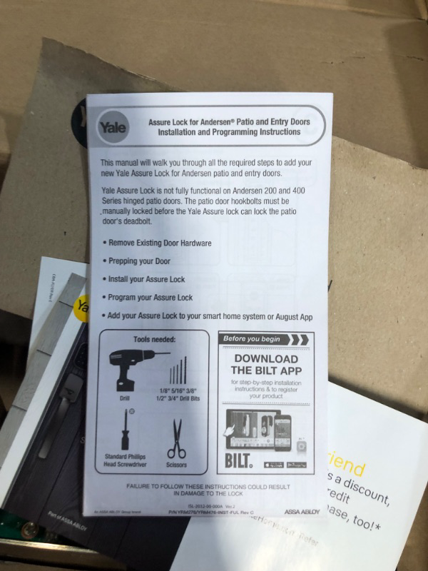 Photo 5 of * used * see all images *
Yale Assure Lock for Andersen® Patio Doors, Wi-Fi and Bluetooth, Satin Nickel Satin Nickel Wi-Fi and Bluetooth