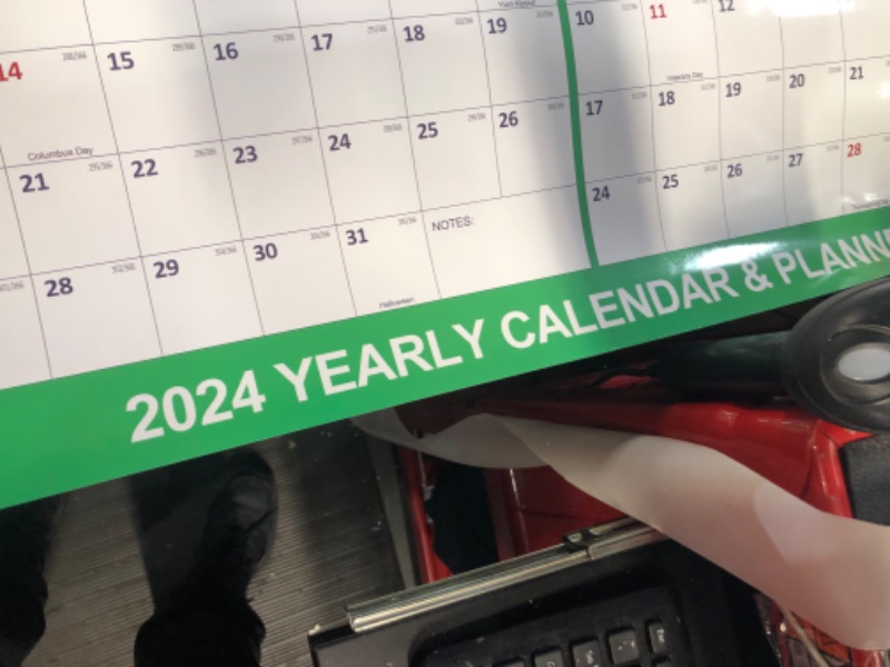 Photo 3 of 32" x 48" 2024 Wall Calendar Dry Erase - Large Green Calendar with Julian Date Wet & Dry Erasable Laminated 12 Month Annual Yearly Planner,(2024)