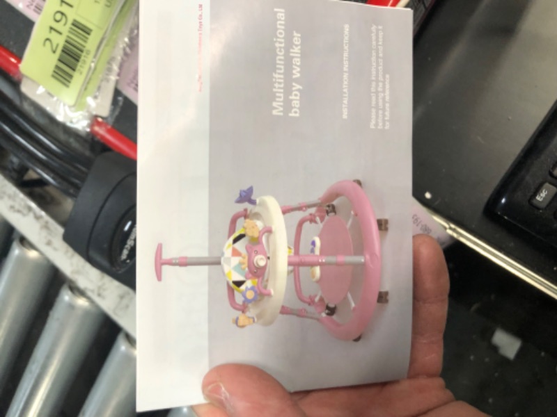 Photo 1 of Boyro Baby 5-in-1 Baby Walker, Baby Walkers for Boys Girls 6-12 Months, Foldable Activity Walker, Toddler Infant Walker with Bouncer, Adjustable Height -Pink