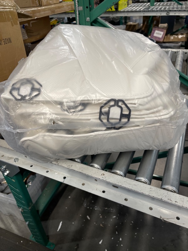 Photo 4 of dangdangdang Tesla Seat Covers Model Y White Car Seat Covers for Tesla Model Y 2023 2022 2021 2020 5 Seat Fully Wrapped Seat Protector