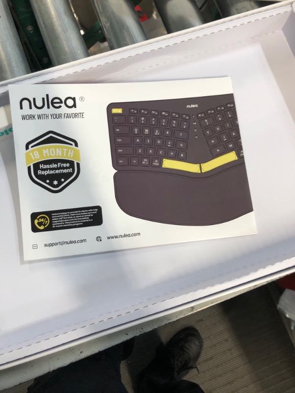 Photo 2 of Nulea Wireless Ergonomic Keyboard, Split Keyboard with Wrist Rest, USB-C Charging, 7-Color Backlight, Natural Typing, Bluetooth and USB Connectivity