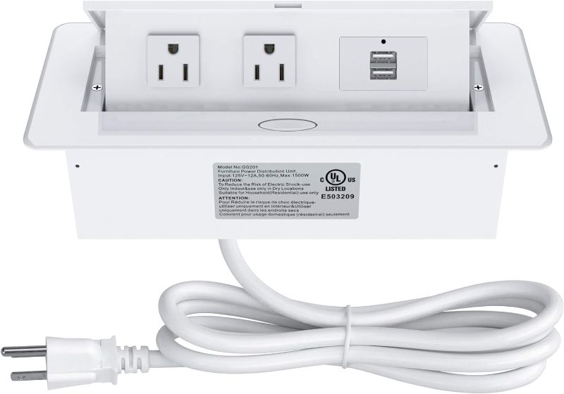 Photo 1 of Pop up Power Strip,Recessed Electrical Outlet Power Hub Connectivity Box, Desktop Socket with 2 Outlets & 2 USB Charging Ports
