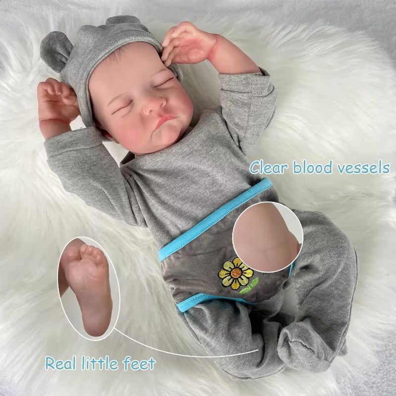 Photo 4 of (READ FULL POST) FOCKOF Realistic Reborn Baby Dolls Reborn Baby Boy-17-Inch Lifelike Newborn Baby Dolls Vinyl Full Body Realistic Baby Doll