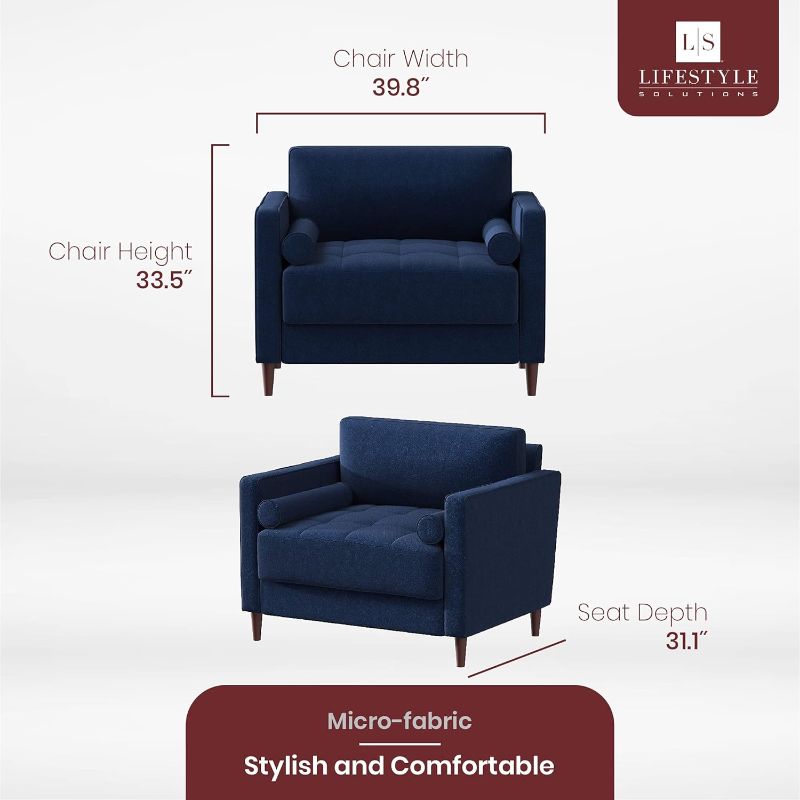 Photo 6 of (READ FULL POST) Lifestyle Solutions Lexington Arm Chair, 39.8" W x 31.1" D x 33.5" H, Navy Blue (SPARE PARTS) 