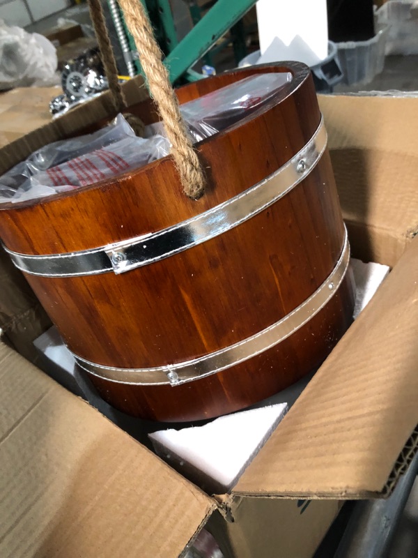 Photo 1 of SWOOC Games - Yardzee, Farkle & 20+ Games - Giant Yard Dice Set (All Weather) with Wooden Bucket, 5 Big Laminated Score Cards, and Dry Erase Marker
