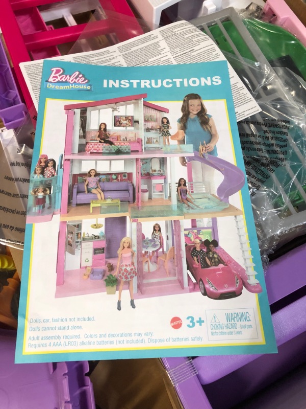 Photo 3 of Barbie DreamHouse Dollhouse with 70+ Accessories, Working Elevator & Slide, Transforming Furniture, Lights & Sounds Wheelchair Accessible Elevator