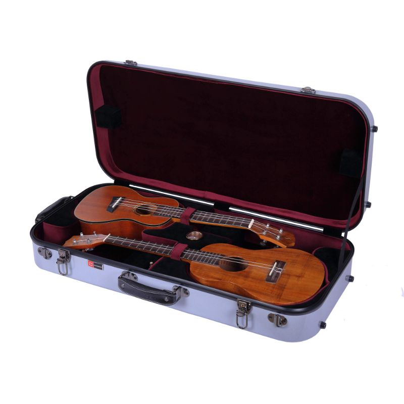 Photo 1 of **CASE ONLY **** Crossrock Fiberglass Double Case Concert One Tenor Ukulele-Backpack Style,Silver (CRF1000DCTUSL) Double Ukulele Silver