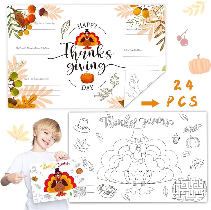 Photo 1 of **2 PACK**
Thanksgiving Disposable Paper Placemats 24 Pack 