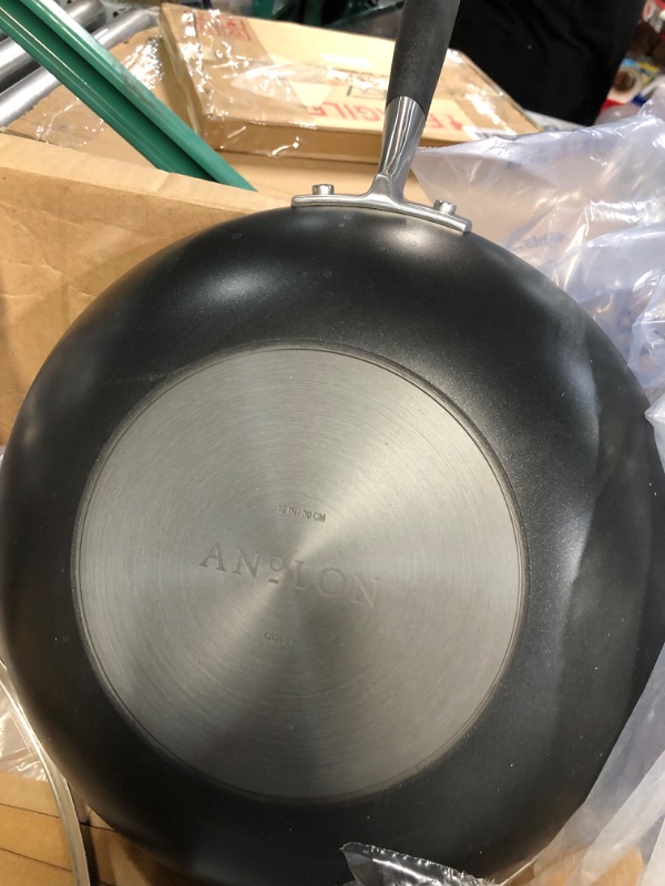 Photo 4 of ***DAMAGED - DENTED - LID WON'T CLOSE ALL THE WAY***
Anolon Advanced Home Hard-Anodized Nonstick Ultimate Pan, 12" - Onyx