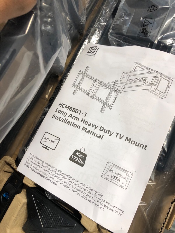 Photo 3 of HCMOUNTING Heavy Duty Long Dual Arm TV Wall Mount  42-90 inch TVs, VESA 800x400mm, Fits 16''-18'' 